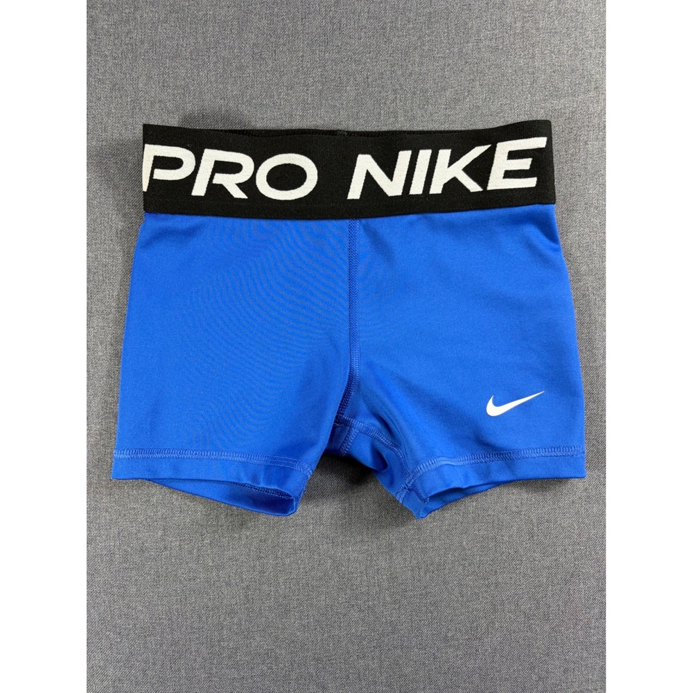 Nike Pro Dri-FIT Girls Blue Compression Shorts XS 3 Inch Spandex Athletic Gym